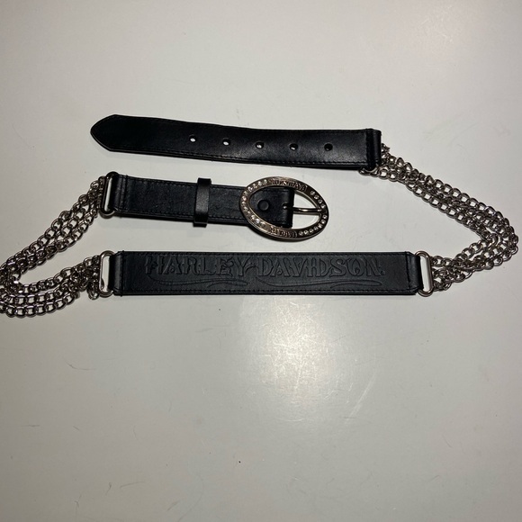 Harley-Davidson Accessories - Authentic Harley-Davidson Leather and Stainless Steel Chain Belt NWOT